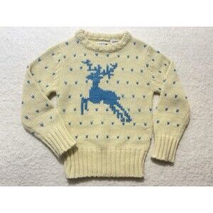 Vintage Rob Roy Kids Toddlers Knit Sweater Reindeer Hearts Snow 5T